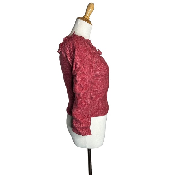 LoveShackFancy Kingston Rose Pink Fringe Sweater Alpaca Wool Sweater - Picture 6 of 16